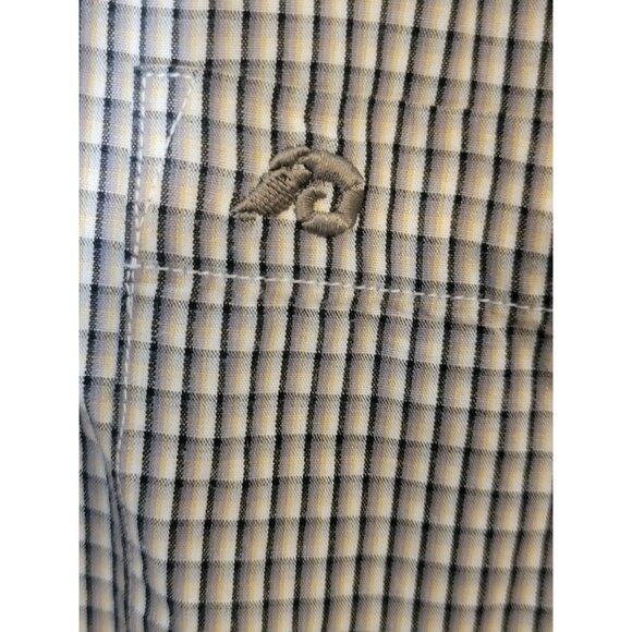 Pendleton Button Up Shirt Size Large Short Sleeve Tan Black Check - Picture 6 of 7